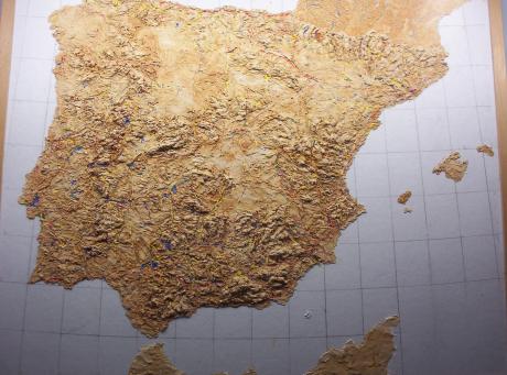 Handmodelliertes Spanien/Portugal Reliefbild - Ottmar Gebhardt - Array auf - Array - Handmodelliertes Spanien/Portugal Reliefbild - Ottmar Gebhardt - Array auf - Array -