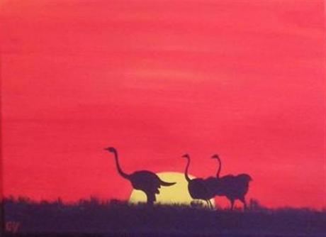 Strauße im Sonnenuntergang - lina - Array auf Array - Array - Strauße im Sonnenuntergang - lina - Array auf Array - Array -