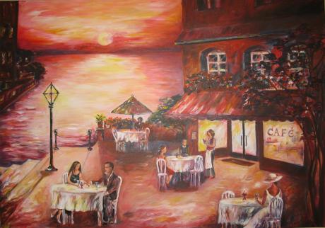Cafe im Abendrot - Helen Lang - Array auf Array - Array - Array Cafe im Abendrot - Helen Lang - Array auf Array - Array - Array