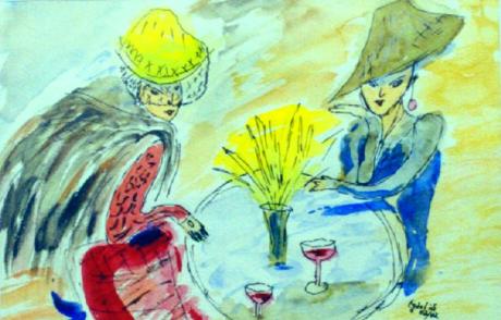 im Cafè, 2002, 32x24 quer, Aquarell, - Eva Goerlich - Array auf Array - Array - im Cafè, 2002, 32x24 quer, Aquarell, - Eva Goerlich - Array auf Array - Array -