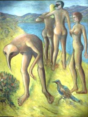 Vogelmensch am Strand (1993) -Heinz Sterzenbach- - Heinz Sterzenbach - Array auf Array - Array - 