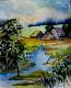 Dorf-Erinnerung - Helen Lang - Aquarell auf - Landschaft-Sommer - Impressionismus Dorf-Erinnerung - Helen Lang - Aquarell auf - Landschaft-Sommer - Impressionismus
