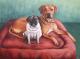 Mops & Ridgeback - Nicole Zeug - Ãl auf - Hunde - Gegenständlich-Realismus Mops & Ridgeback - Nicole Zeug - Ãl auf - Hunde - Gegenständlich-Realismus