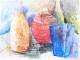 Bunte Vasen - Evelyn Brosche - Aquarell auf Papier - Stillleben - Bunte Vasen - Evelyn Brosche - Aquarell auf Papier - Stillleben -