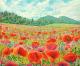 Teufelsmauermohn - Fred Hahn - Ãl auf Leinwand - Berge-Himmel-Wald-Wiese-Wolken - Gegenständlich Teufelsmauermohn - Fred Hahn - Ãl auf Leinwand - Berge-Himmel-Wald-Wiese-Wolken - Gegenständlich